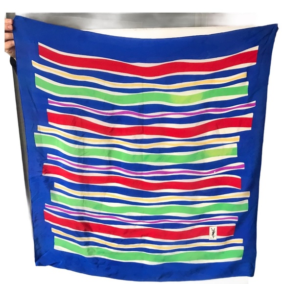 Vintage YSL scarf yves Saint Laurent abstract stripes silk - Picture 1 of 6